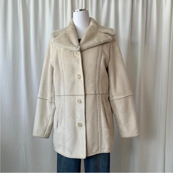 Cream Sonoma faux suede coat size Large. - Picture 7 of 10